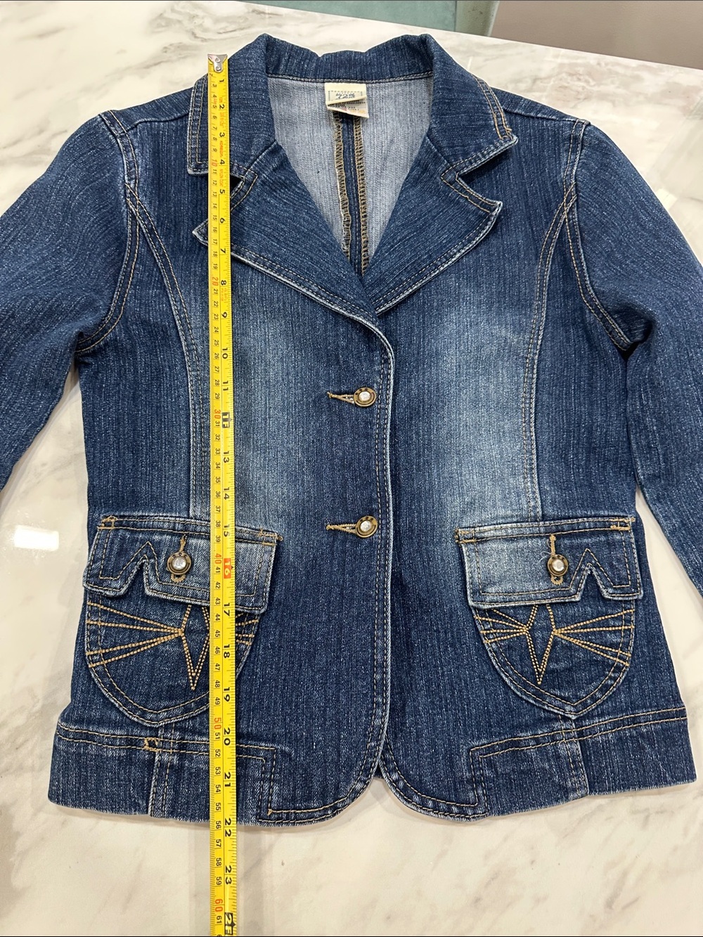 VINTAGE Y2K 725 ORIGINALS Women's Denim Jean Blazer Jacket Blue Size Small - Picture 10 of 10